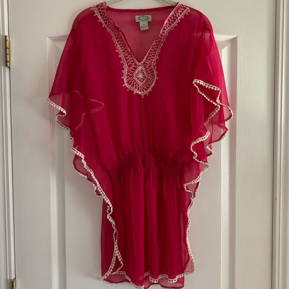 Joolay pink and white cover up dress